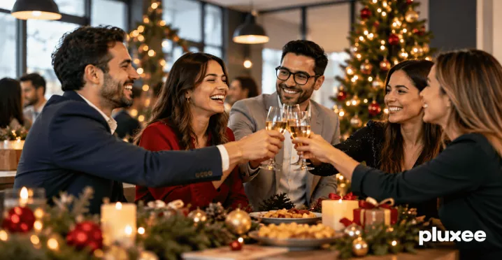 Equipo celebrando la navidad