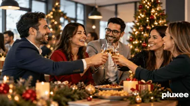 Equipo celebrando la navidad